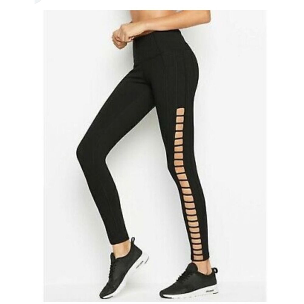 Leggings victorias secret VS sport cotton leggings pants black ladder athletica